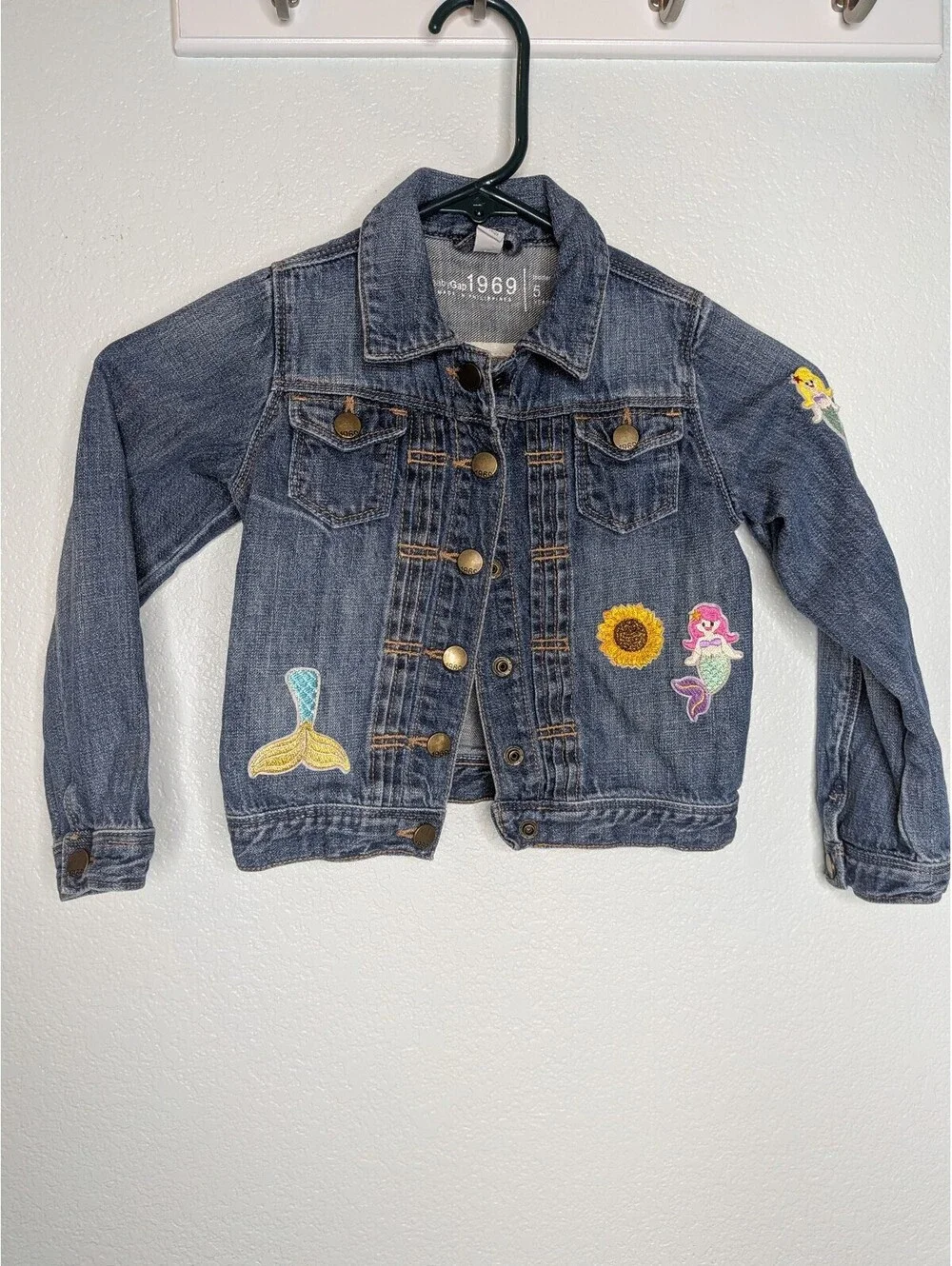 Baby Gap 1969 Girls Denim Jacket Mermaid Patches Size 5